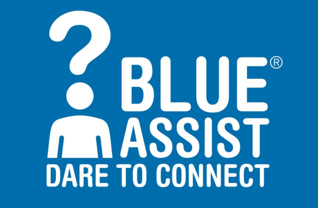 blue assist logo large blue square with white font