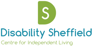 Disability Sheffield logo green and blue
