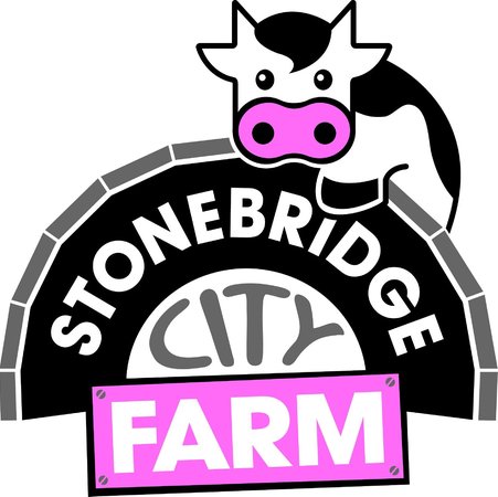 stonebridge city farm logo with cow motif