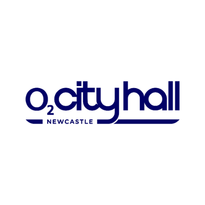 blue text on white background o2 city hall newcastle logo