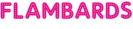 Flambards logo in pink font.